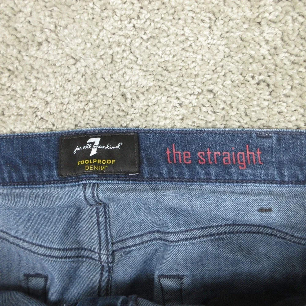 7 For All Mankind Jeans Mens 40x30 Blue The Straight Foolproof Denim Pants Faded